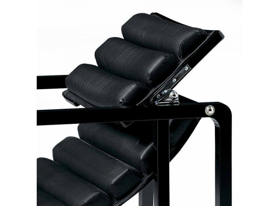 Moderne fauteuil in glanzend zwart gelakt hout en leer Gemaakt in Italië - Conga Viadurini