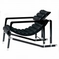 Moderne fauteuil in glanzend zwart gelakt hout en leer Gemaakt in Italië - Conga