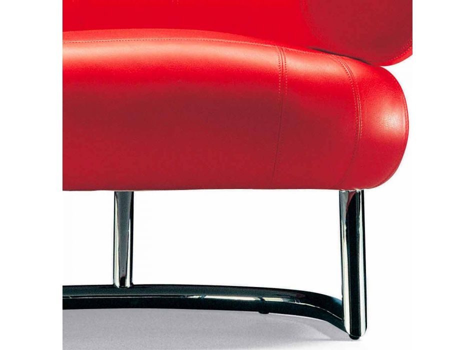 Moderne fauteuil bekleed met leer met stalen onderstel Made in Italy - Ostilio Viadurini