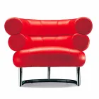 Moderne fauteuil bekleed met leer met stalen onderstel Made in Italy - Ostilio Viadurini