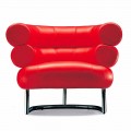 Moderne fauteuil bekleed met leer met stalen onderstel Made in Italy - Ostilio