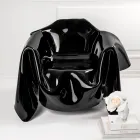 Delia - Moderne zwarte fauteuil van gedrapeerd plexiglas, gemaakt in Italië. Viadurini