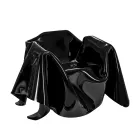 Delia - Moderne zwarte fauteuil van gedrapeerd plexiglas, gemaakt in Italië. Viadurini