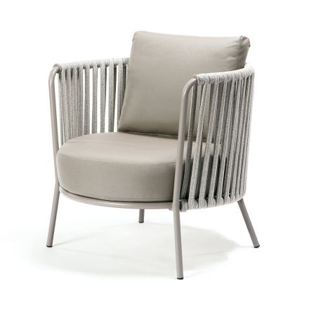 Outdoor fauteuil in staal, verschillende maten en kussens inbegrepen Made in Italy - Bronn Viadurini