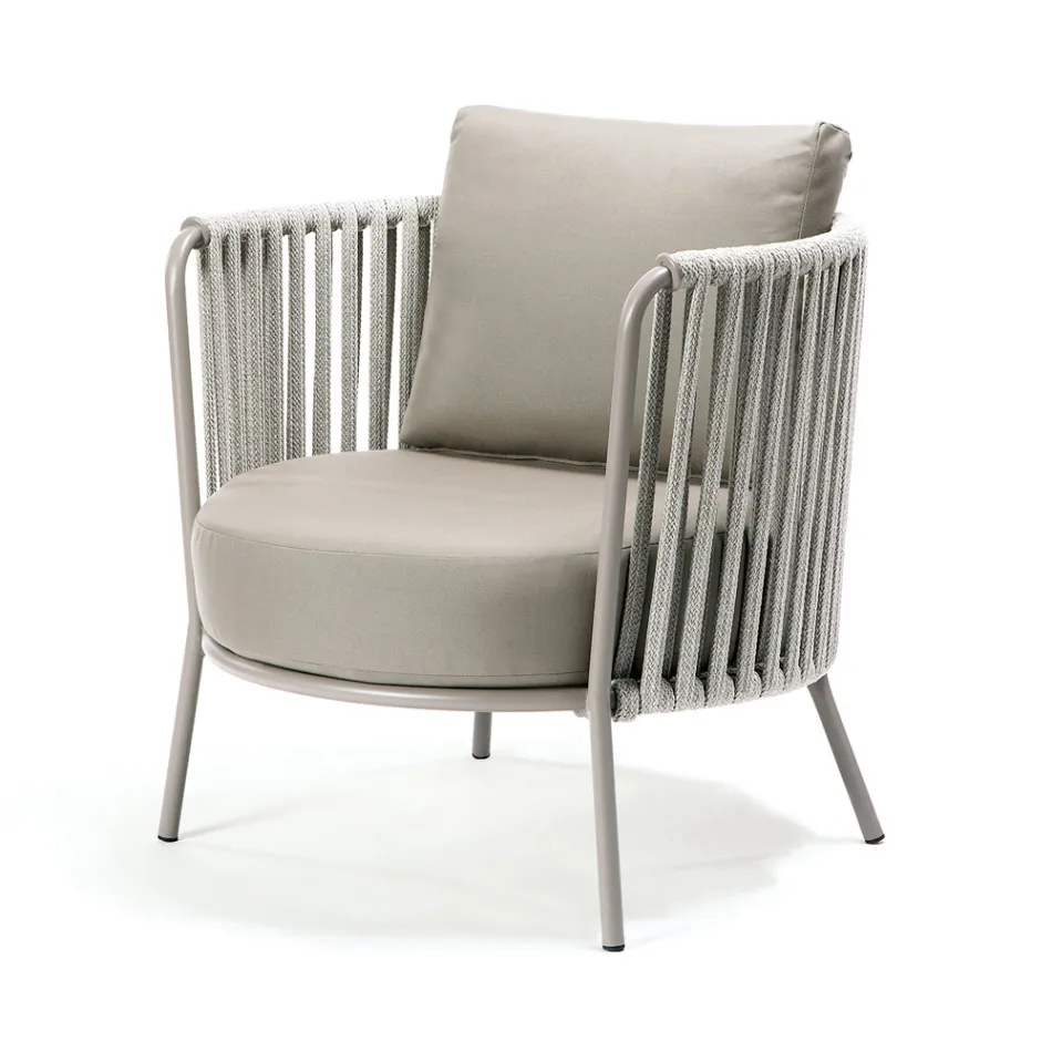 Outdoor fauteuil in staal, verschillende maten en kussens inbegrepen Made in Italy - Bronn Viadurini