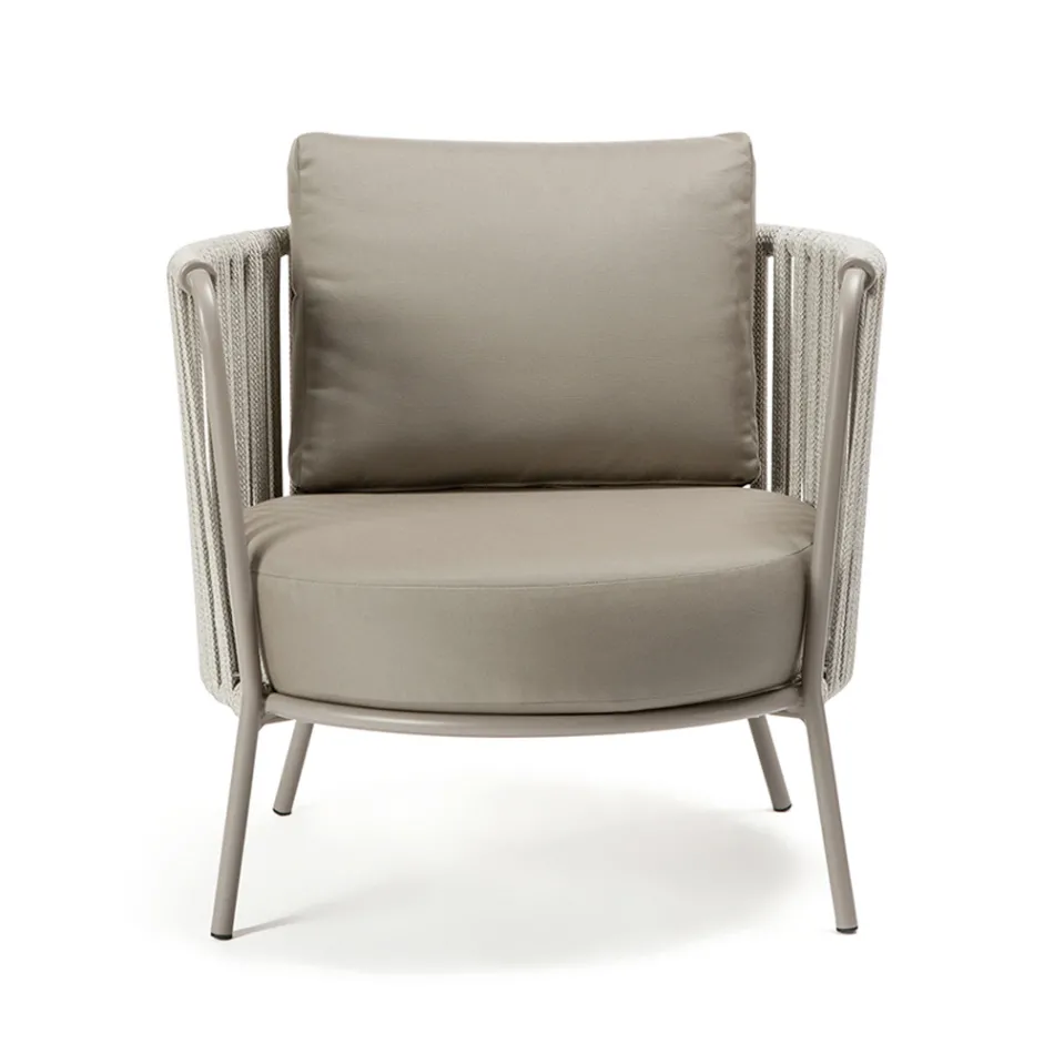 Outdoor fauteuil in staal, verschillende maten en kussens inbegrepen Made in Italy - Bronn Viadurini