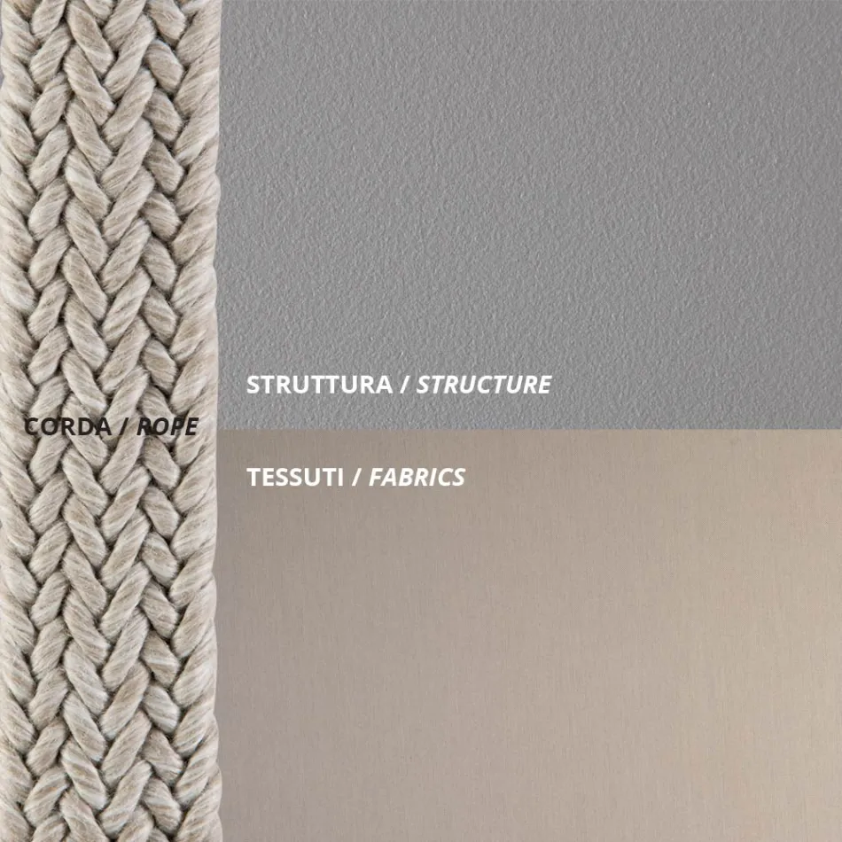 Buitenfauteuil van gegalvaniseerd staal en touw met kussens Made in Italy - Helga Viadurini