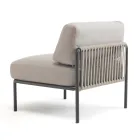 Buitenfauteuil van gegalvaniseerd staal en touw met kussens Made in Italy - Helga Viadurini