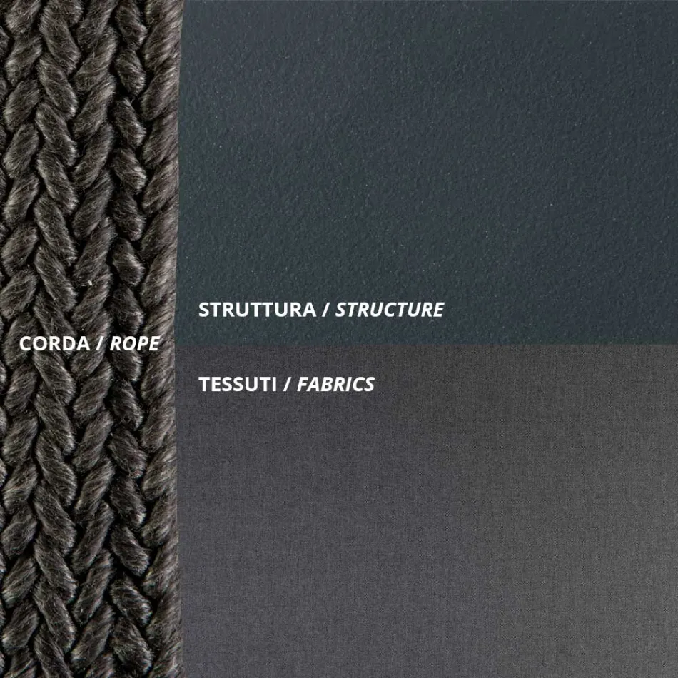 Buitenfauteuil van gegalvaniseerd staal en touw met kussens Made in Italy - Helga Viadurini