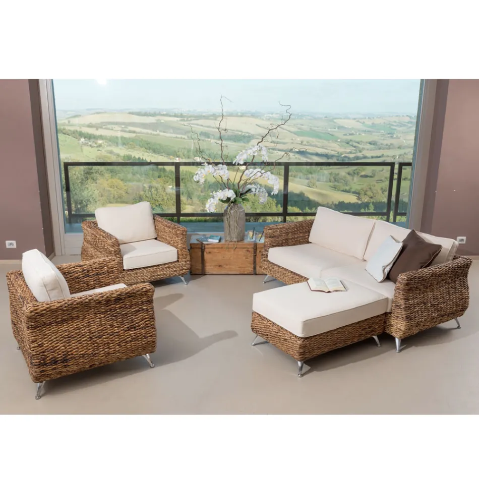 Buitenfauteuil in bananenweefsel met kussens - Legolas Viadurini