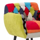 Modern design gekleurde patchwork fauteuil in stof en hout - Koria Viadurini
