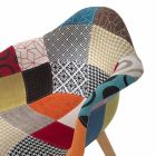 Patchwork design fauteuil in stof met houten poten, 2 stuks - Selena Viadurini