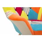 Modern design patchwork fauteuil in stof en hout - Karin Viadurini