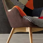 Fauteuil veelkleurig patchwork met massief houten poten Veronica Viadurini