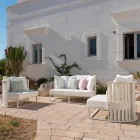 Buitenfauteuil in aluminium en luxe designtouwen 3 afwerkingen - Julie Viadurini