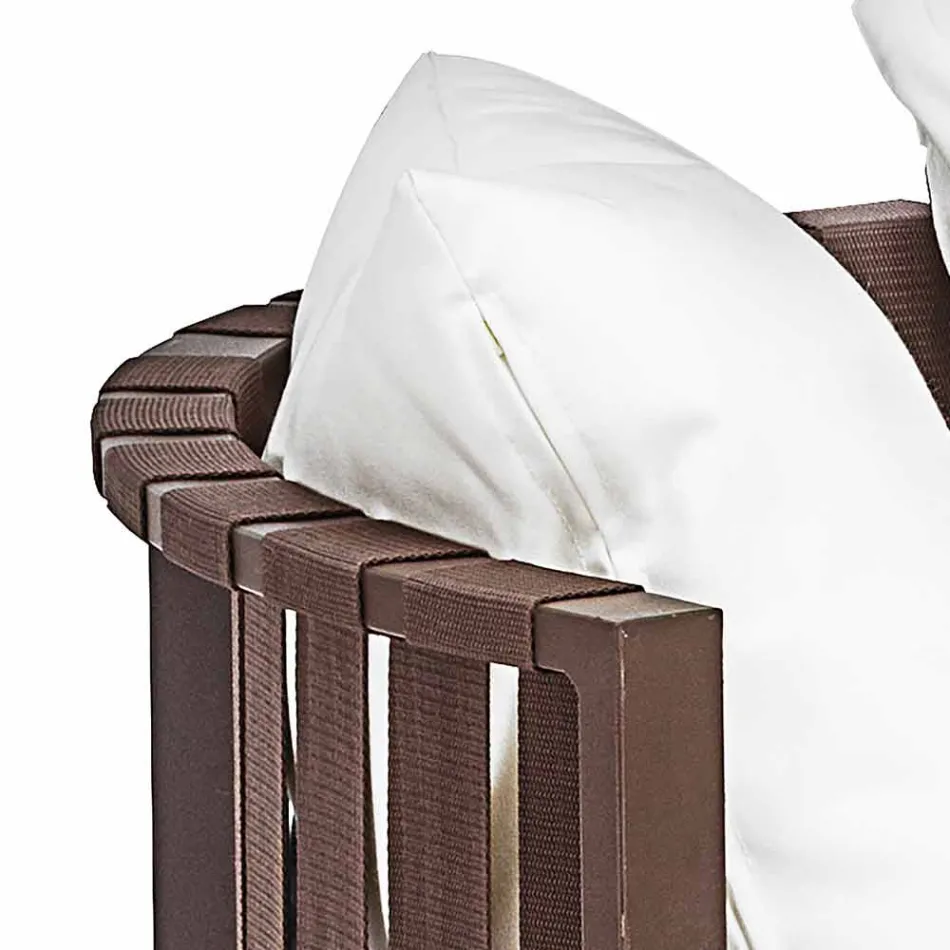 Buitenfauteuil in aluminium en luxe designtouwen 3 afwerkingen - Julie Viadurini