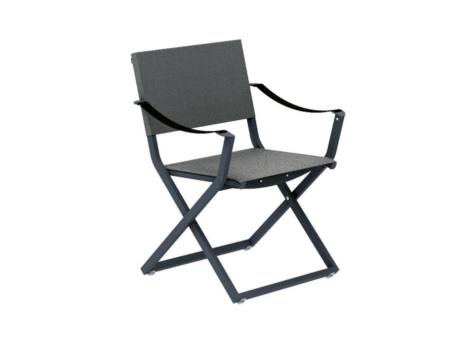 Outdoor opklapbare fauteuil in touw aluminium en Texplast Made in Italy - Ubbe Viadurini
