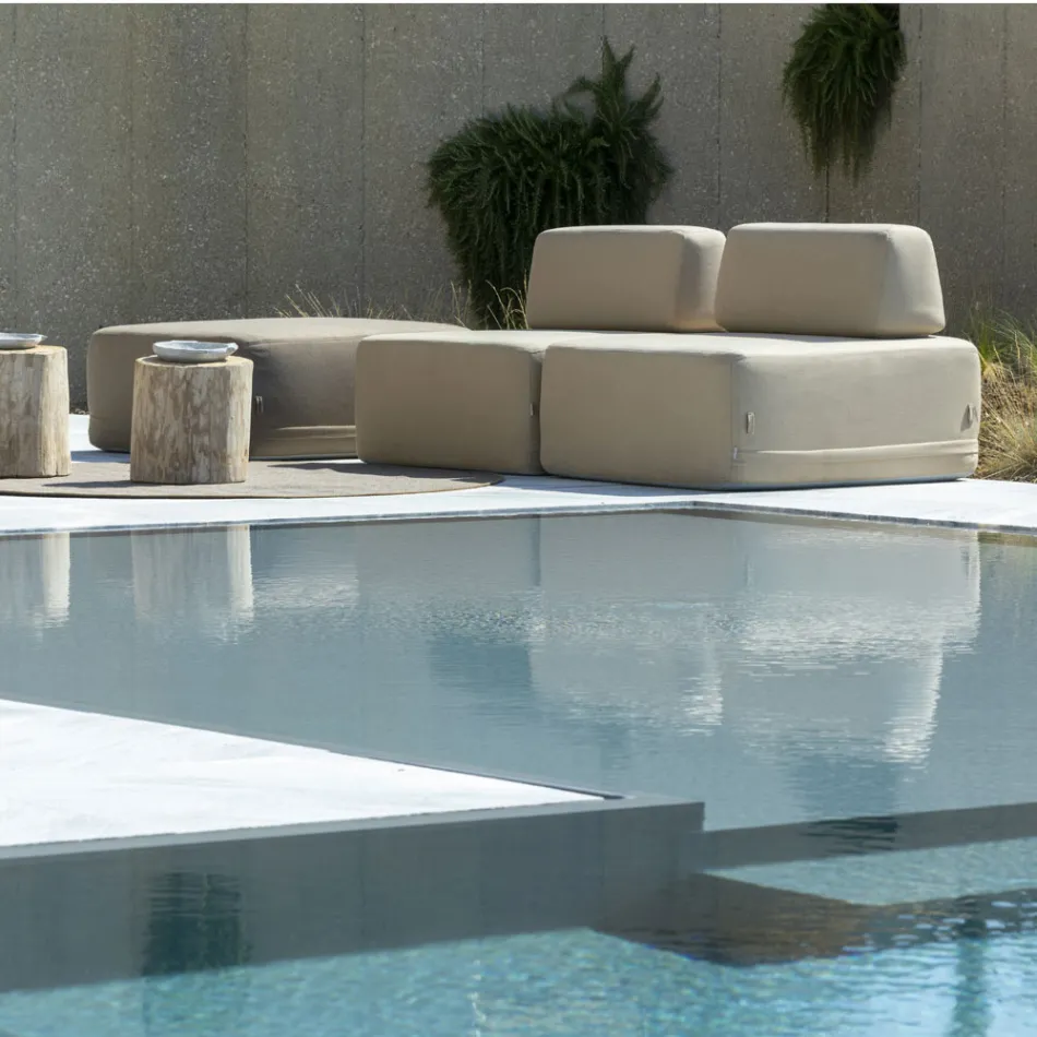 Vierkante buitenfauteuil bekleed met stof Made in Italy - Lilium Viadurini