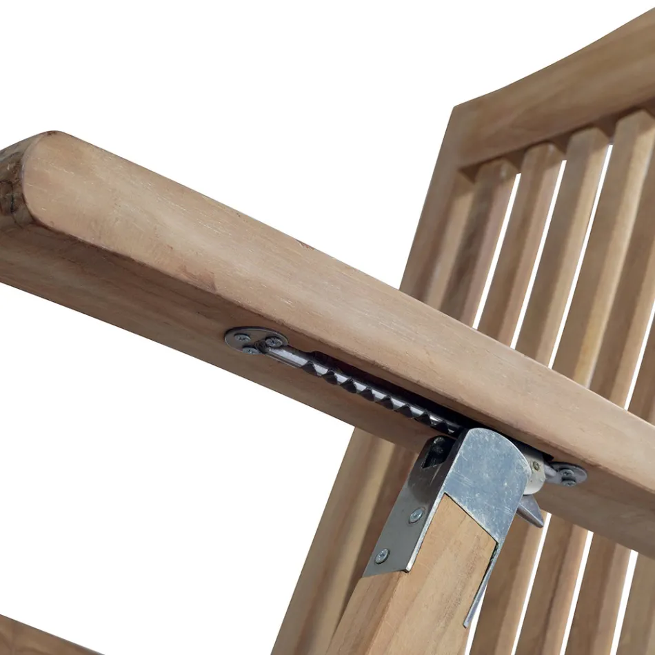 Liggende tuinfauteuil gemaakt van teakhout - Jade Viadurini