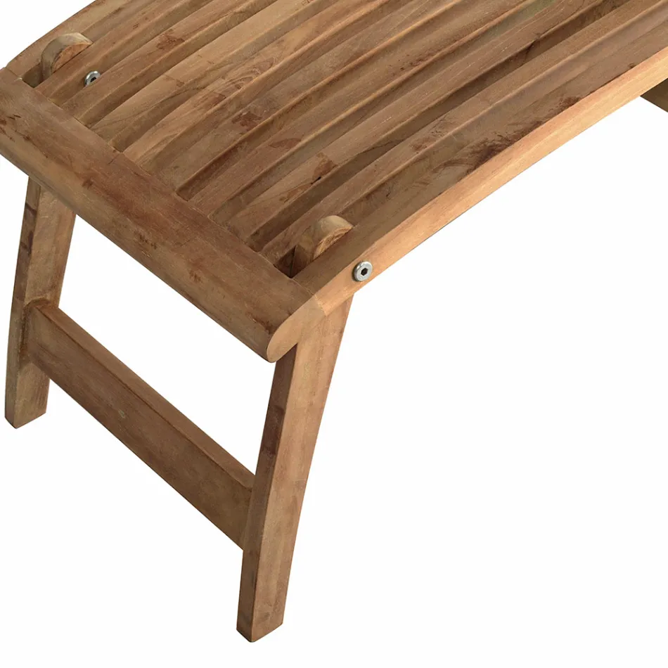 Liggende tuinfauteuil gemaakt van teakhout - Jade Viadurini