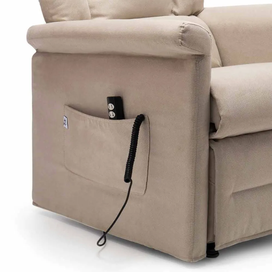 Lift Relax verstelbare fauteuil met 2 motoren en wielen Made in Italy - Isabelle Viadurini