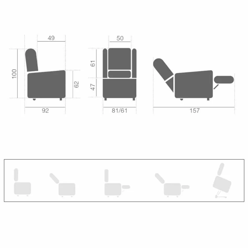 Lift Relax verstelbare fauteuil met 2 motoren en wielen Made in Italy - Isabelle Viadurini