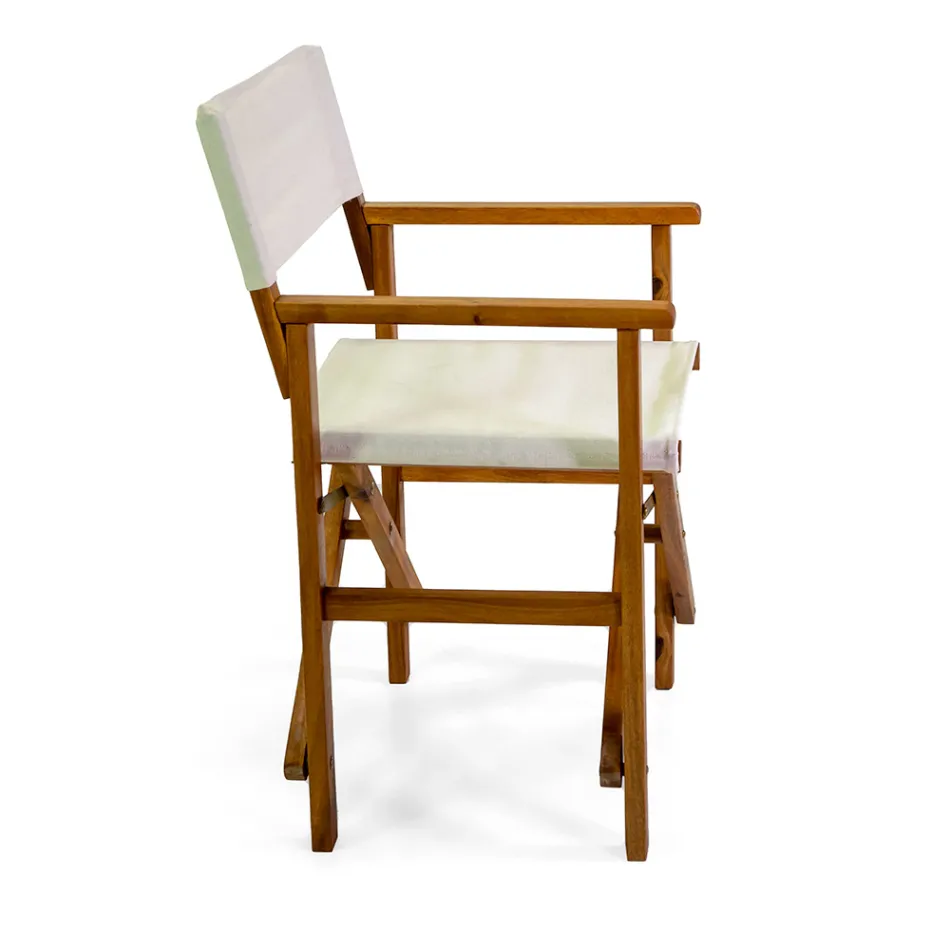 Regisseursstoel in geolied acaciahout Natuurlijke kleur - Technisch Viadurini