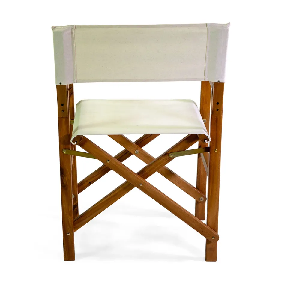 Regisseursstoel in geolied acaciahout Natuurlijke kleur - Technisch Viadurini