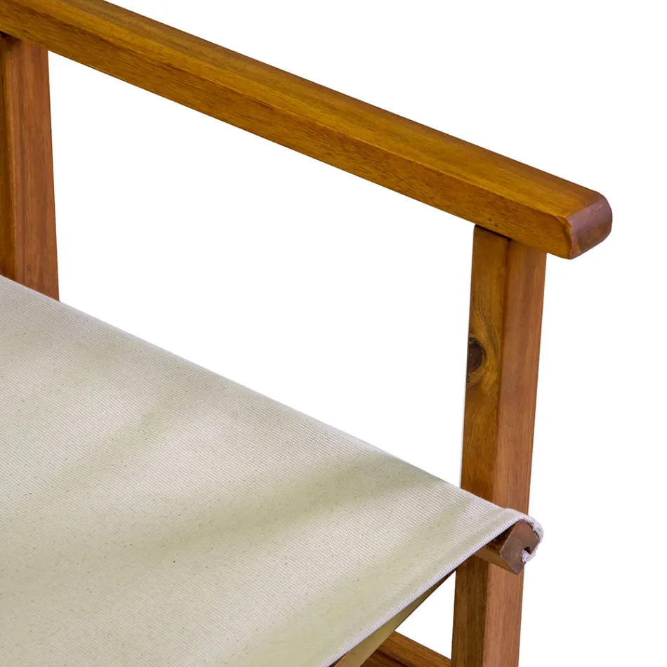 Regisseursstoel in geolied acaciahout Natuurlijke kleur - Technisch Viadurini