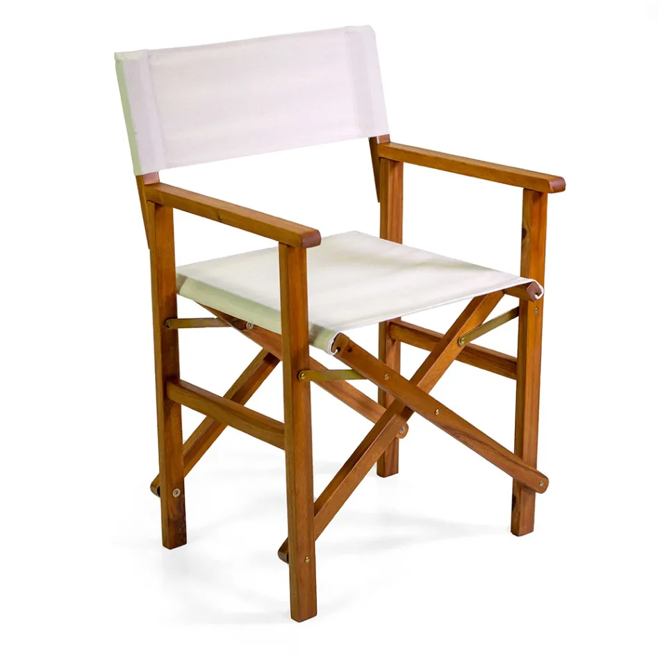 Regisseursstoel in geolied acaciahout Natuurlijke kleur - Technisch Viadurini