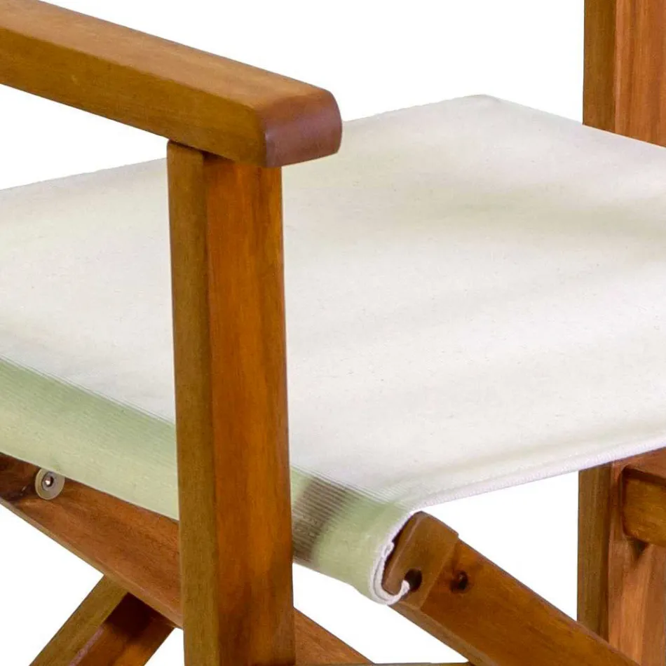 Regisseursstoel in geolied acaciahout Natuurlijke kleur - Technisch Viadurini