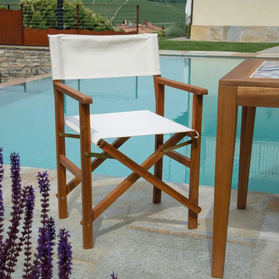 Regisseursstoel in geolied acaciahout Natuurlijke kleur - Technisch Viadurini