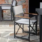 Regisseursstoel van aluminium, textilene en armleuning van teakhout - Tenda Viadurini