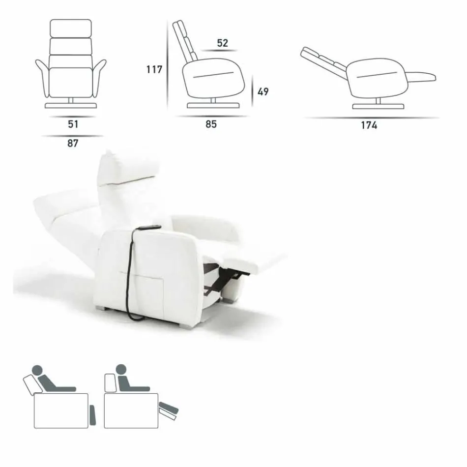 Draaifauteuil Bluma met stof / leer / kunstleer bekleding Viadurini