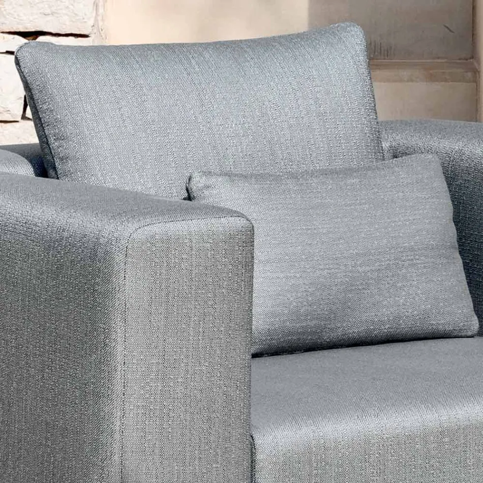 Ontspannende tuinfauteuil van aluminium en stof, design in 3 afwerkingen - Filomena Viadurini