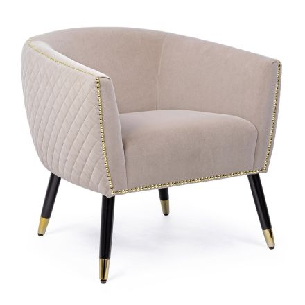 Lounge fauteuil in rubberhout en fluweeleffect Elegant design - Catty Viadurini