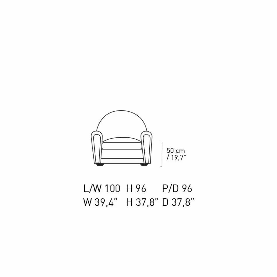 Woonkamer fauteuil bekleed met leer met houten poten Made in Italy - Pegolo Viadurini