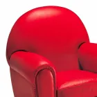 Woonkamer fauteuil bekleed met leer met houten poten Made in Italy - Pegolo Viadurini