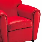 Woonkamer fauteuil bekleed met leer met houten poten Made in Italy - Pegolo Viadurini