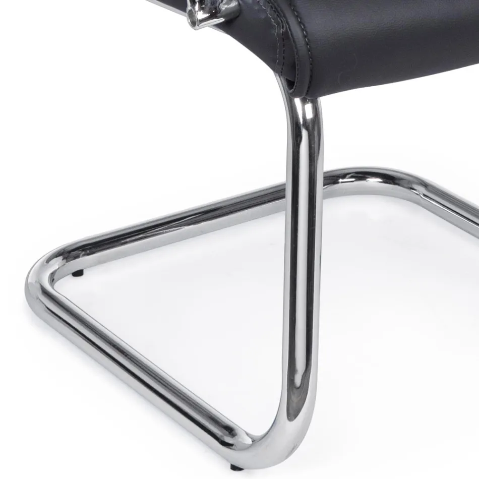 Sledebureaustoel Staal en Eco-leer met armleuningen 2 stuks - Monaldo Viadurini