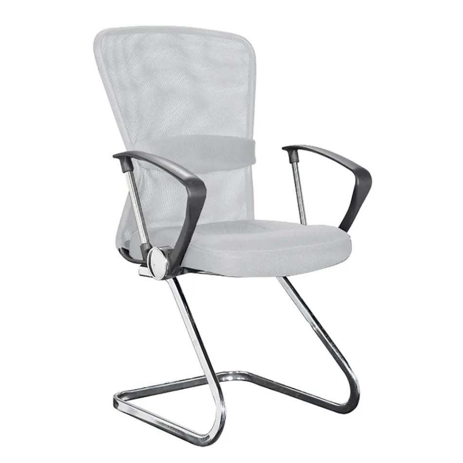 Slede bureaustoel staal en mesh stof armleuningen 2 stuks - Bicebeo Viadurini