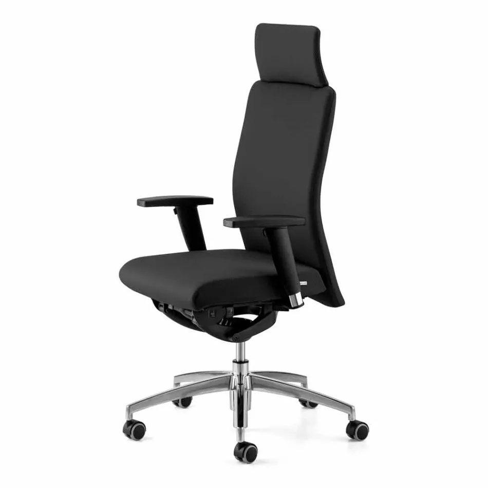 Draaibare ergonomische design bureaufauteuil met armleuningen en hoofdsteun - Romolo Viadurini