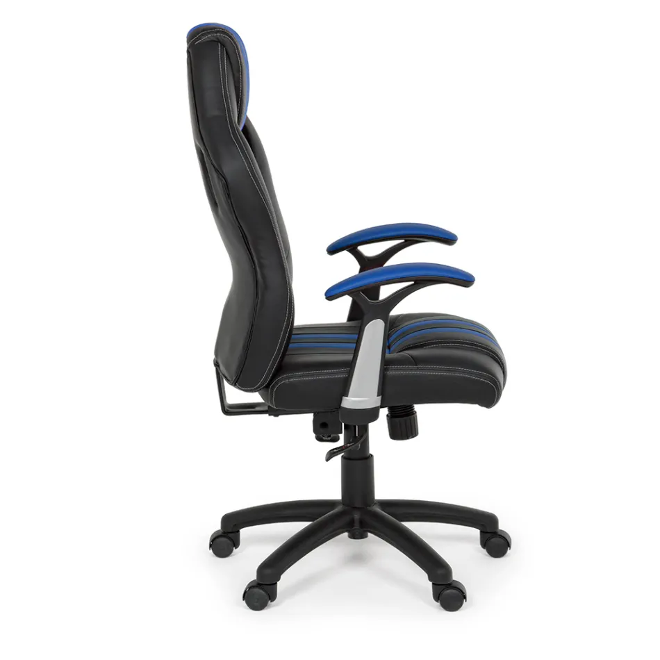 Draaibare bureaufauteuil in eco-leer en nylon 2 kleuren - Saronno Viadurini