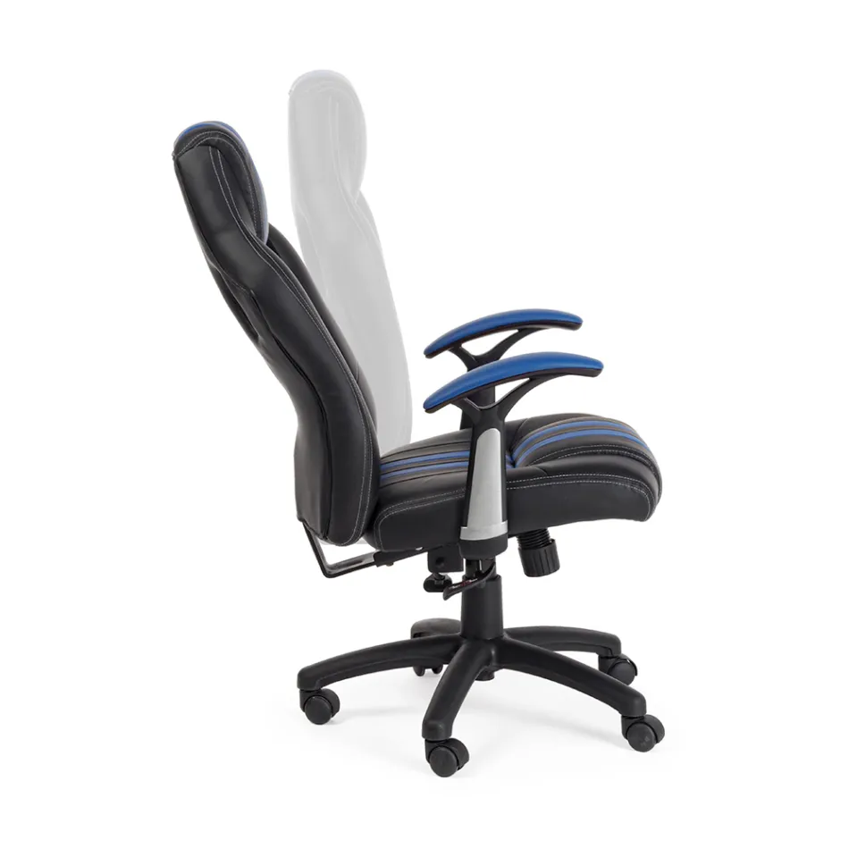 Draaibare bureaufauteuil in eco-leer en nylon 2 kleuren - Saronno Viadurini