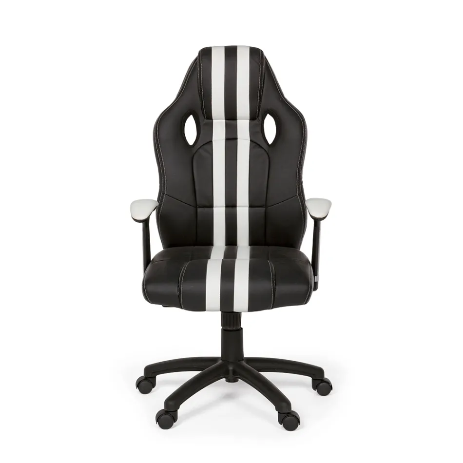 Draaibare bureaufauteuil in eco-leer en nylon 2 kleuren - Saronno Viadurini