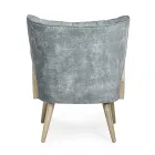 Vintage houten fauteuil met armleuningen van rotan en polyester - Ludovica Viadurini