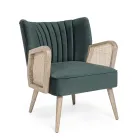 Vintage houten fauteuil met armleuningen van rotan en polyester - Ludovica Viadurini