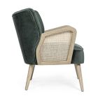 Vintage houten fauteuil met armleuningen van rotan en polyester - Ludovica Viadurini