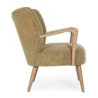 Vintage fauteuil in rubberhout en wol effect zitting en armleuningen - Patrizia Viadurini