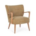Vintage Rubberwood Fauteuil en Wol Effect Zitting en Armleuningen - Patrizia